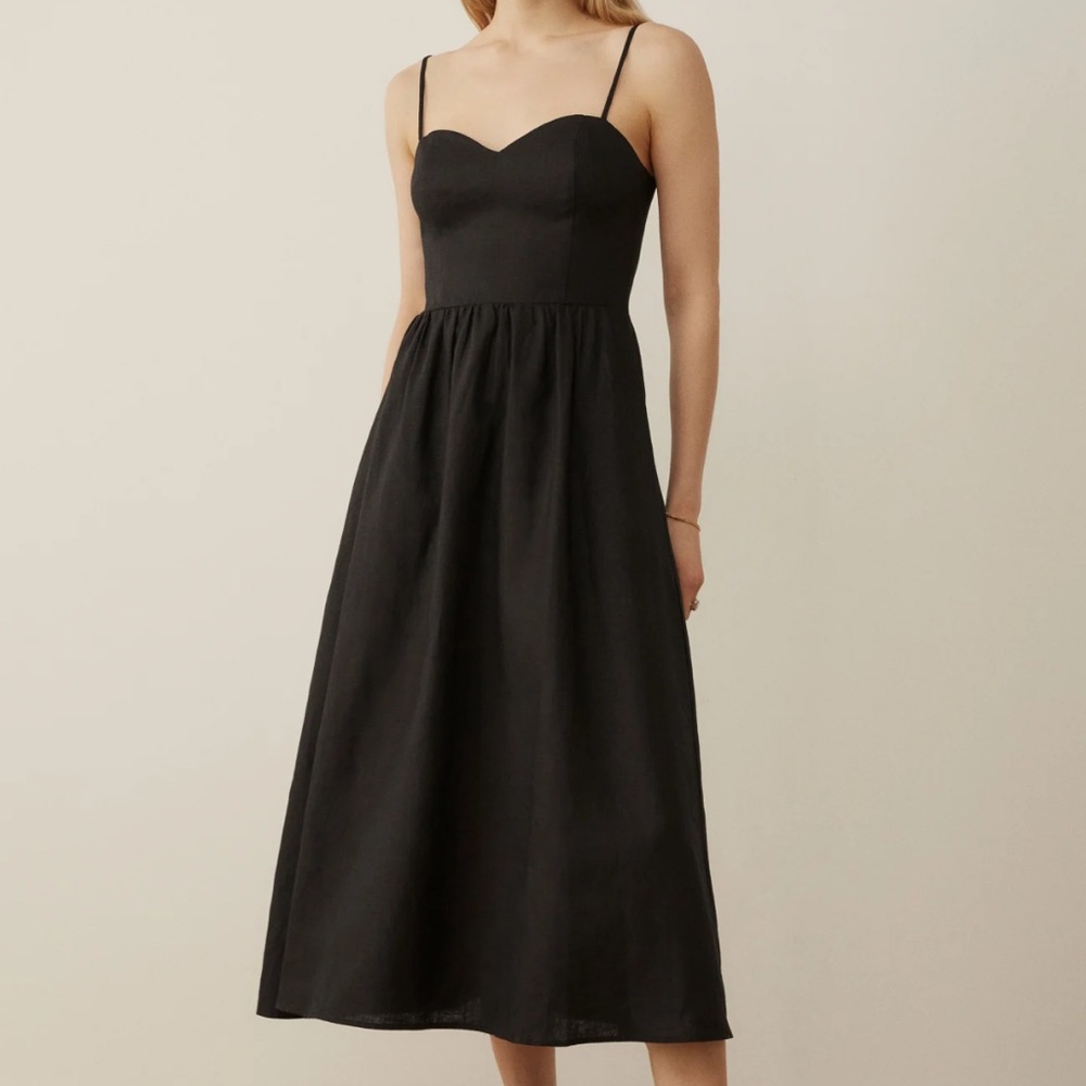 Reformation Zander Linen Midi Dress Sz  10 - Picture 12 of 14
